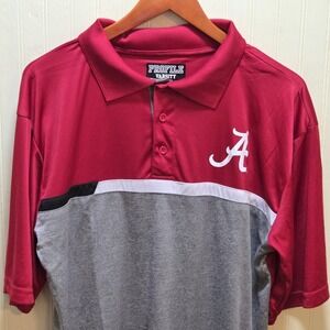 Alabama Crimson Tide Polo Shirt Mens XL Red Gray NCAA Football Profile Varsity